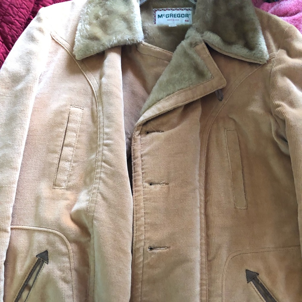 Vintage fur faux male jacket